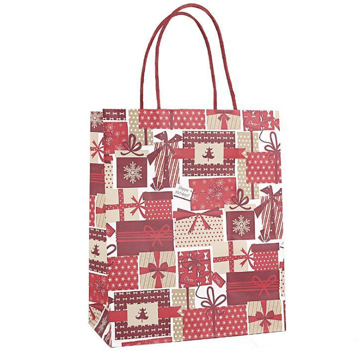 クリスマスギフトクラフト紙袋クリエイティブブロンズかわいい漫画クリスマス包装トートバッグ