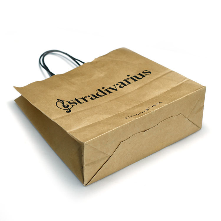 牛皮纸可重复使用购物袋时尚设计带提手纸袋