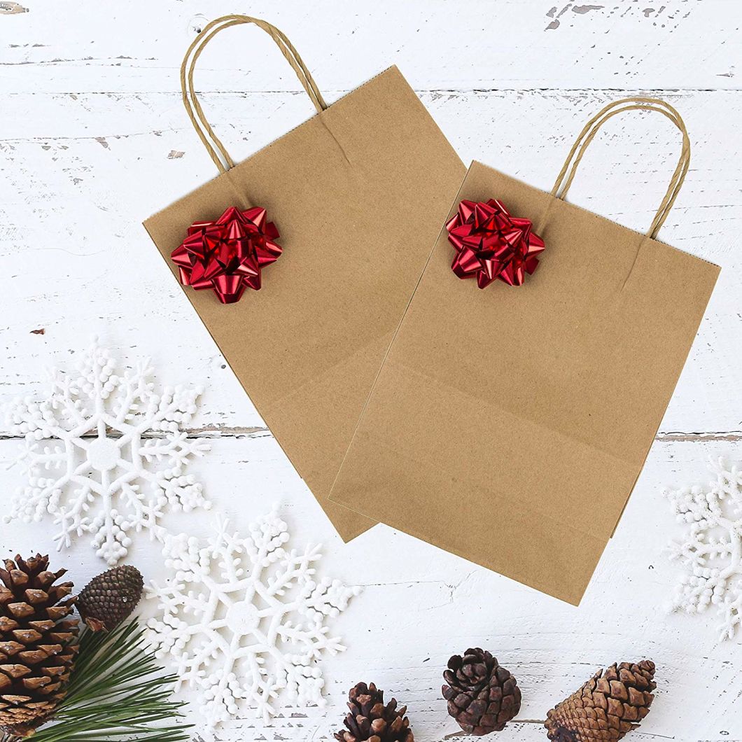 Gift Shopping Custom Logo Printed Brown Kraft Paper Bag nga adunay mga Handle