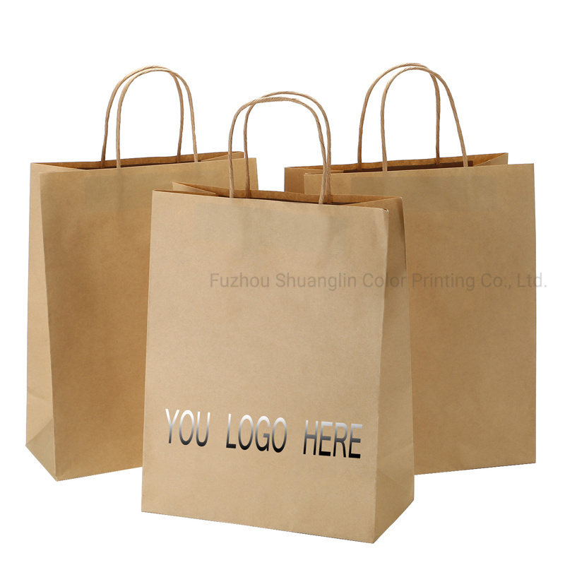 Imprima seu próprio logotipo sacolas de compras de papel kraft