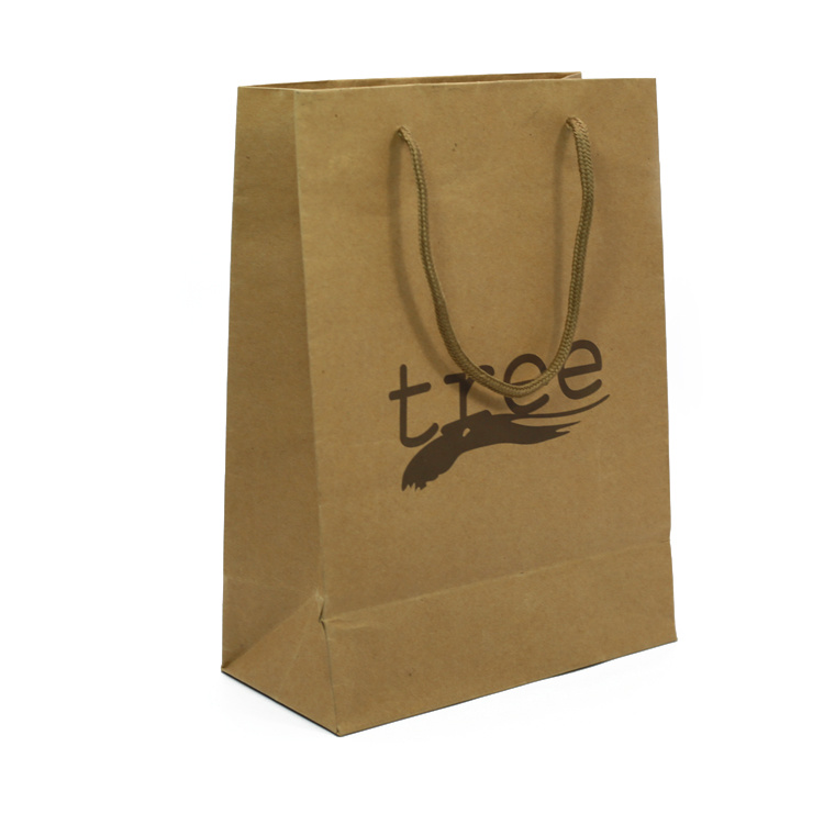 Letšoao la ho Hatisa la Eco-Friendly Color Brown Kraft Paper Gift Bags