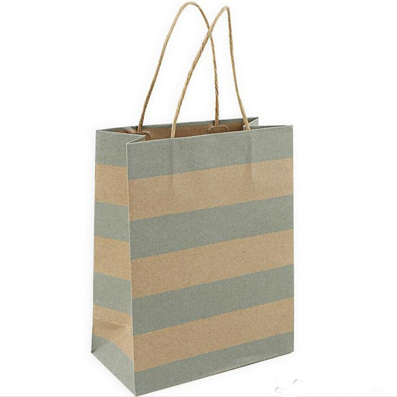 फेस्टिवल गिफ्ट बैग शॉपिंग बैग मल्टीफंक्शन फैशन स्ट्राइप क्राफ्ट पेपर प्रेजेंट बैग हैंडल के साथ