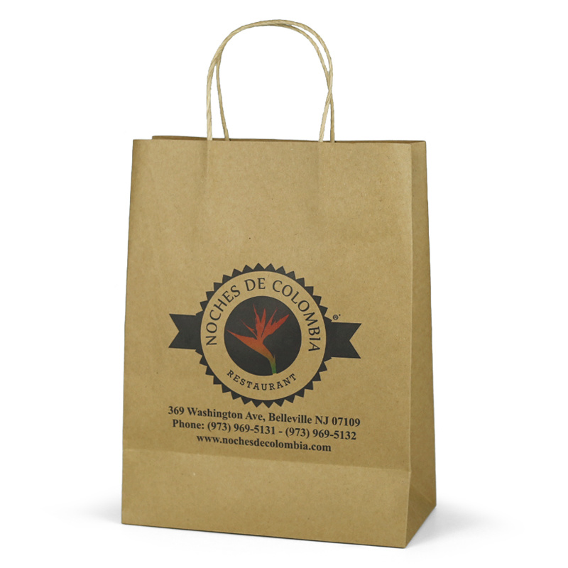 Beg Kertas Kraft Coklat Logo Bercetak Warna Alam Semulajadi