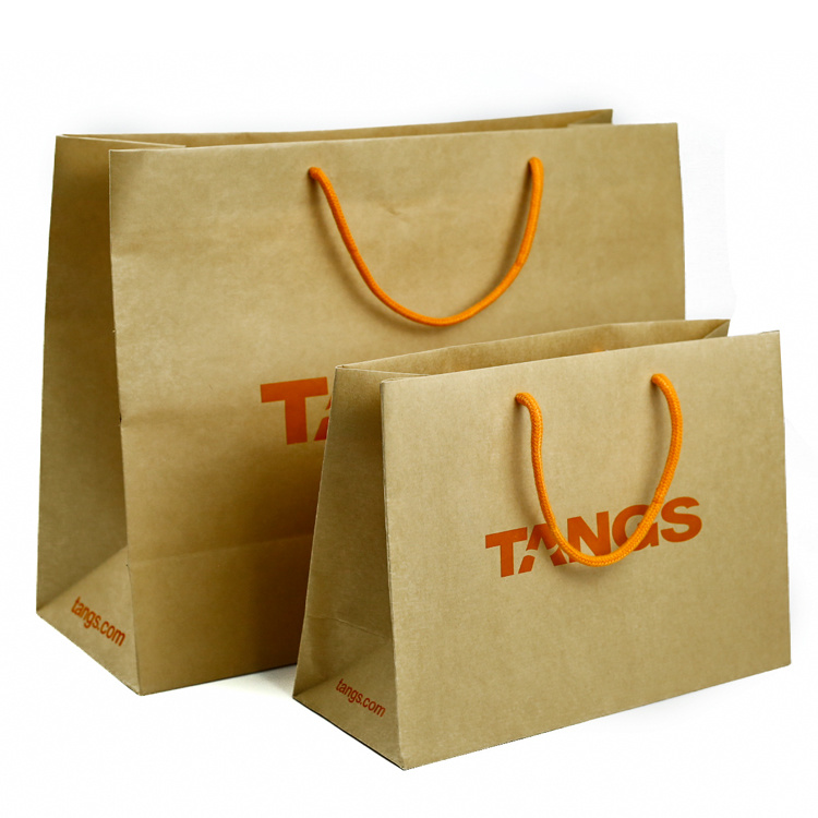 Евтино печатено лого за рециклирање Крафт хартиена кеса со памучно јаже