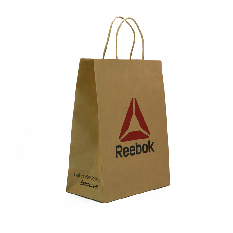 ໂລໂກ້ຍີ່ຫໍ້ Custom ພິມສີນ້ໍາຕານ Kraft Paper Shopping Bag