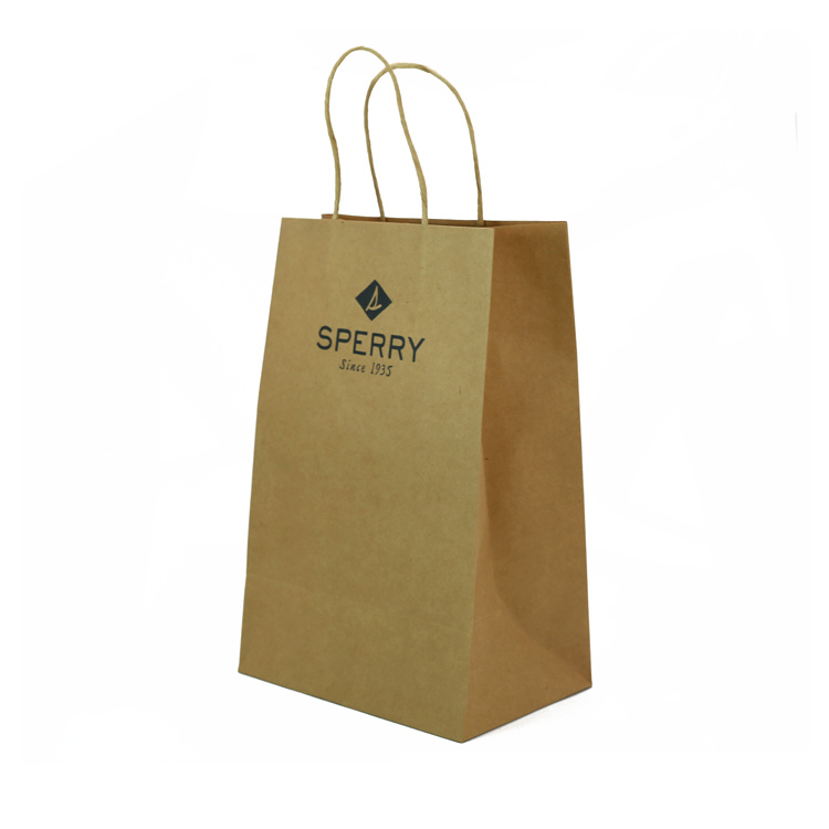 खरीदारी के लिए नया फैशन कस्टम लोगो प्रिंटिंग ब्राउन क्राफ्ट पेपर बैग