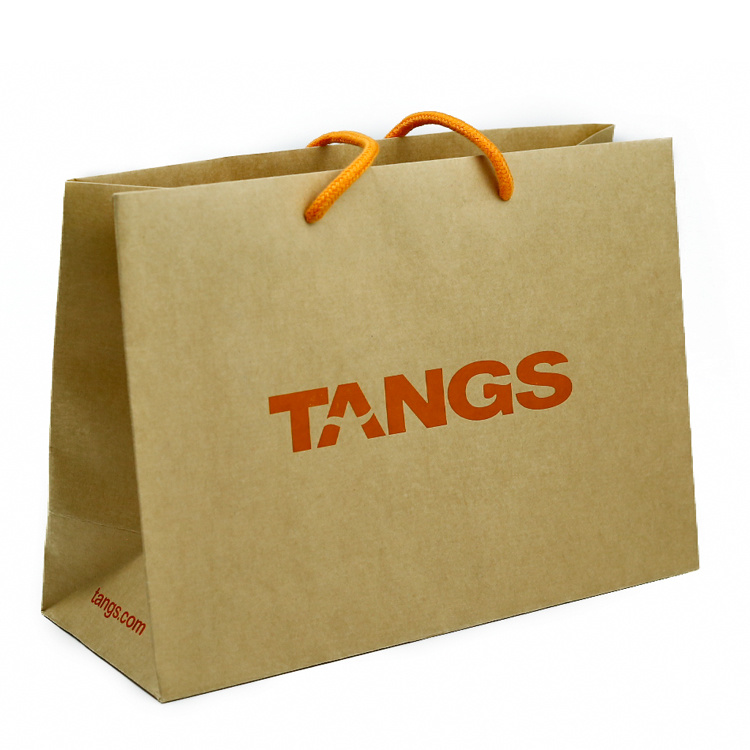Genanvendelig billig trykt logo Kraft papirpose med bomuldsreb