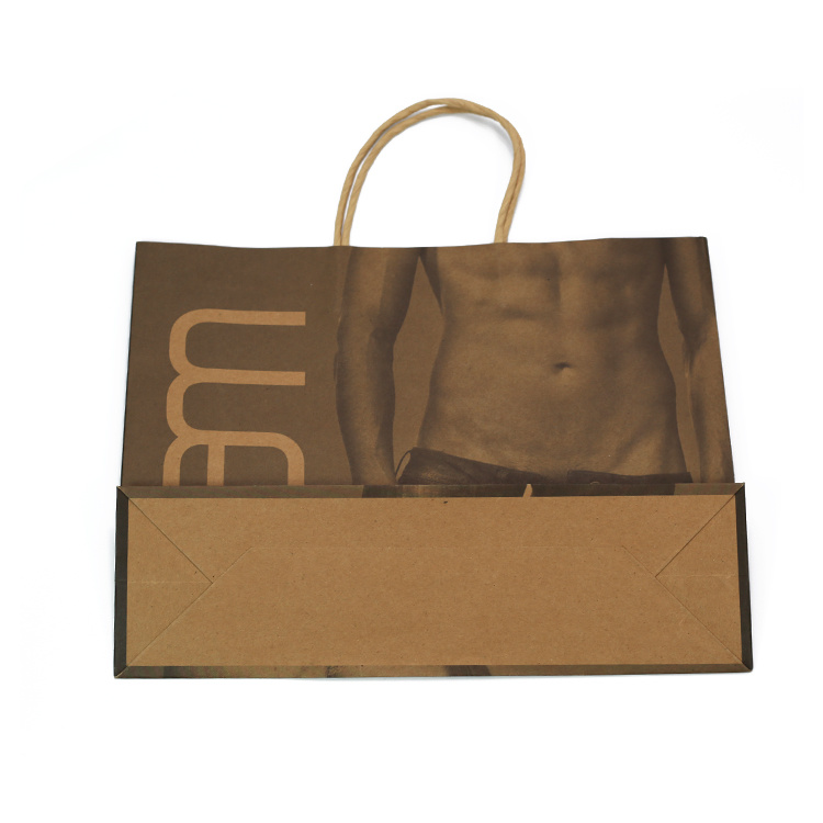 El logotipo personalizado biodegradable negro del arte imprimió el bolso del transporte del papel de Kraft
