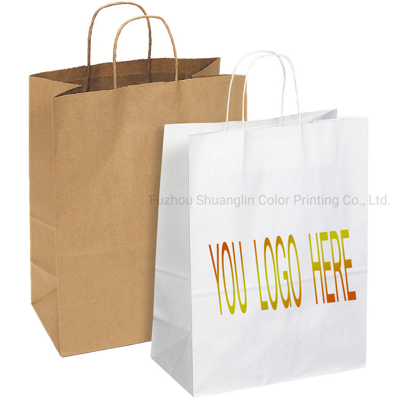Drucken Sie Ihr eigenes Logo Kraftpapier Einkaufstaschen