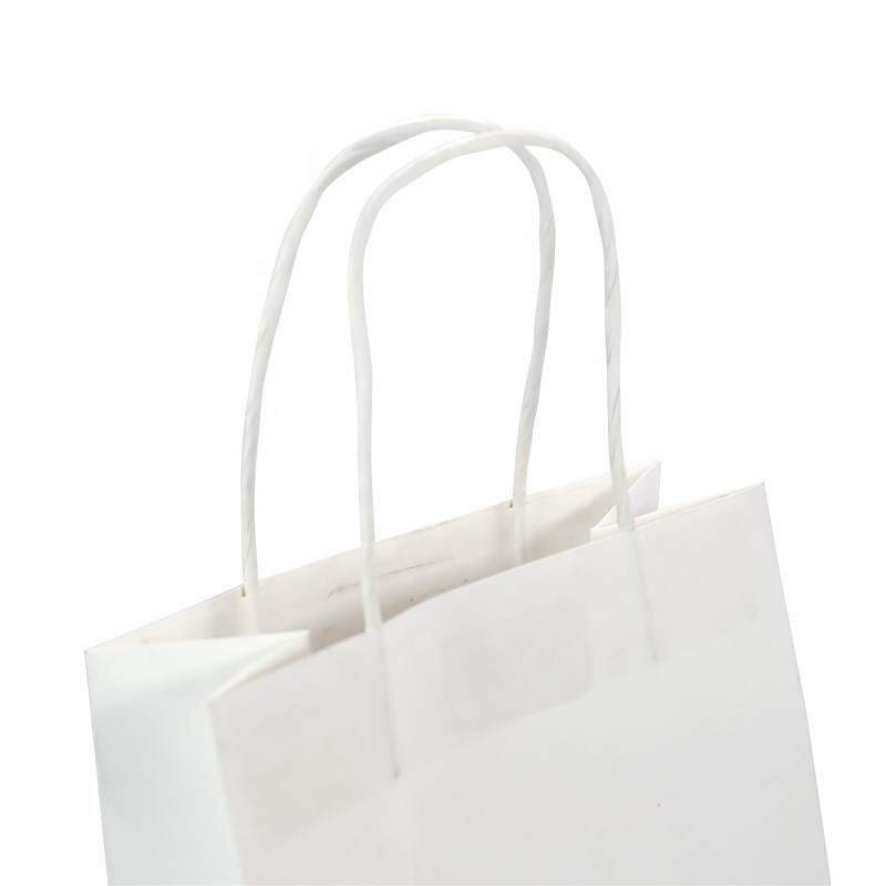 Bolsa de papel Kraft blanca para compras recicladas ecológicas al por mayor