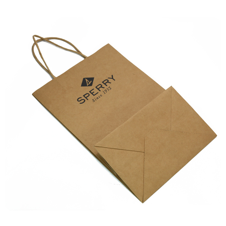 Nieuwe mode aangepaste logo afdrukken bruine Kraft papieren zakken om te winkelen