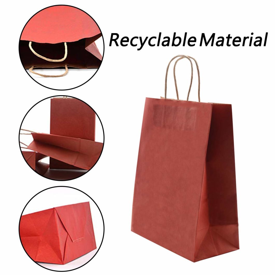 Малка червена тежкотоварна луксозна хартиена торба за пазаруване с въртяща се дръжка