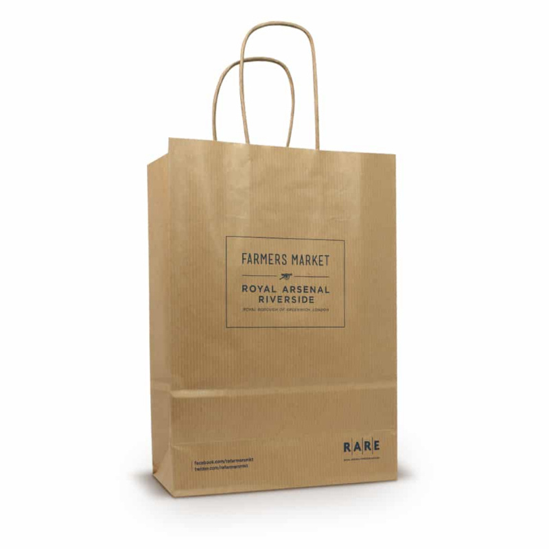 მოდის მაღაზიებში გამოყენებული მაღალი ხარისხის დაბეჭდილი გრეხილი სახელური ქაღალდის ჩანთა