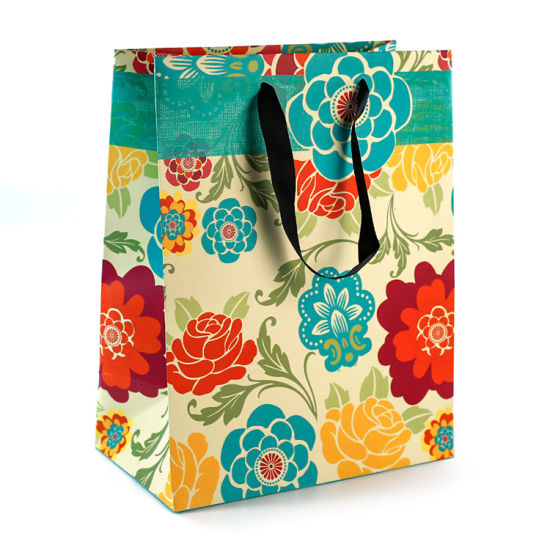 Factory Custom Printing Matte Paper Gift Bags with Ribbon Handle
