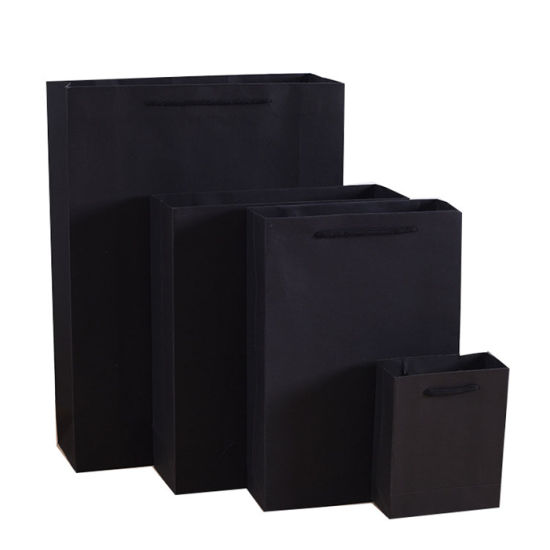 Custom Printing Single Color Black Card Paper Clothes Gift Shopping Paper Bag