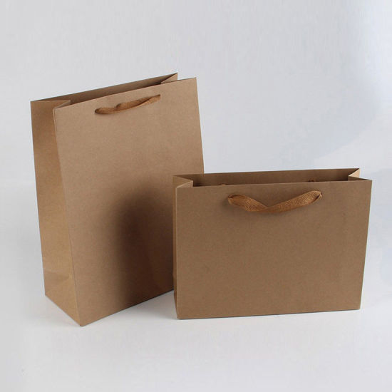 Customized Rectangular Bulk Plain Kraft Shopping Bags with Handles
