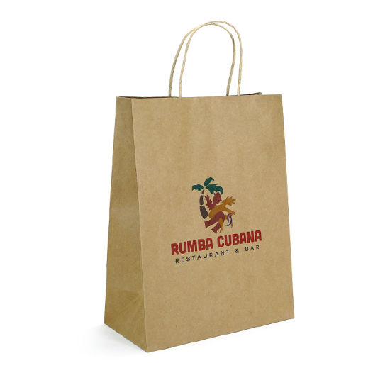 You Own Logo Print Brown Kraft Paper Retail Shopping Bags