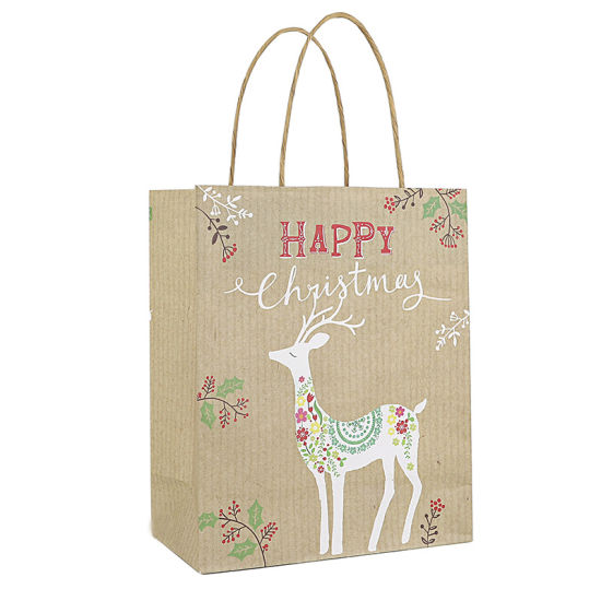 Square Bottom Kraft Paper Bag with Hole Handle Gift Paper Bag Shopping