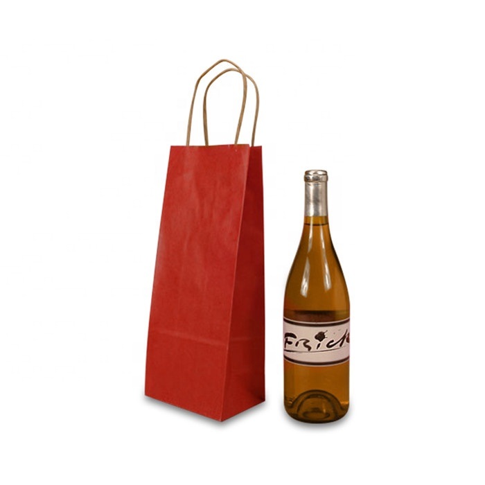 Customized Eco-Friendly Luxury Wine Single Bottle Kraft Paper Bag