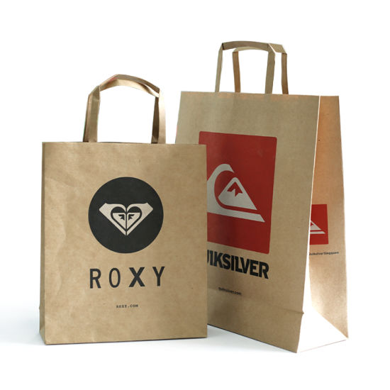 Eco-Friendly Printed You Logo Brown Paper Bag with Tape Handle