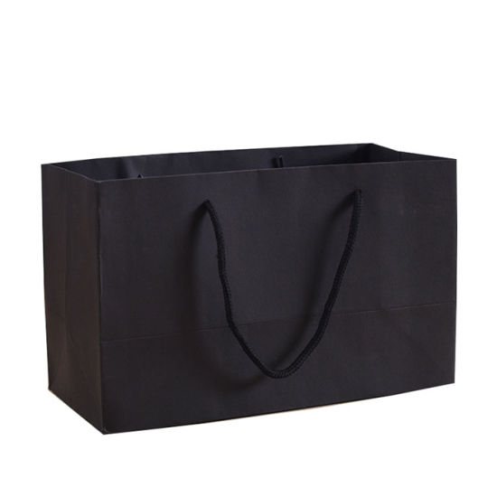 Hot Stamping Black Paper Board Mga Sinina nga Gift Packaging Shopping Bag
