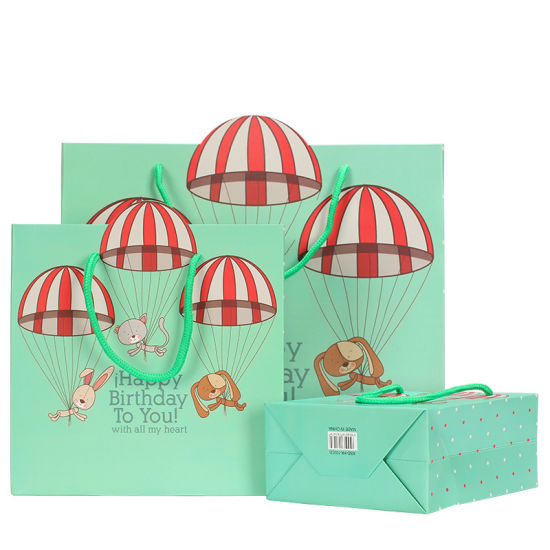 Sweet Cute Carton Design White Paperboard Kids Karon Paper Bag Custom Printing