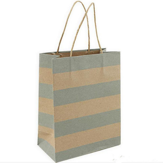 Festival Gift Bag Shopping Bags Multifunction Fashion Stripe Kraft Paper Present Bag nga adunay mga Handle