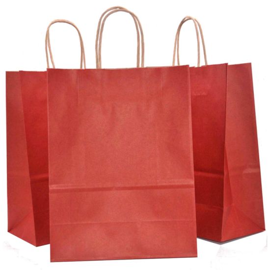 Kleine rote strapazierfähige Luxus-Einkaufstüte aus Papier mit Drehgriff