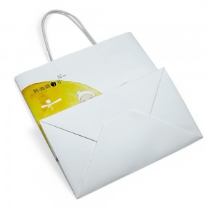 Custom Logo Printed White Kraft Paper Bag for Shopping