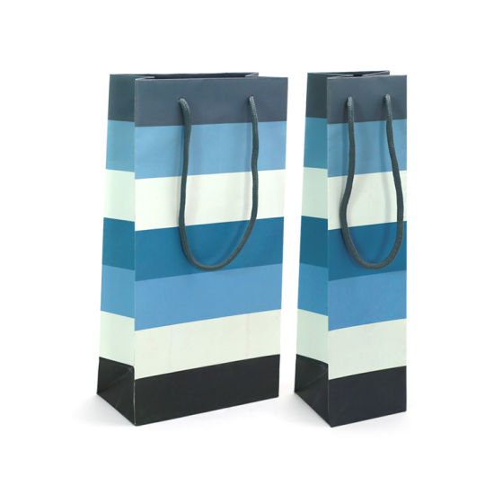 સસ્તી ફેક્ટરી ઇકો ફરીથી વાપરી શકાય તેવી રંગીન કસ્ટમ ડિઝાઇન વાઇન પેપર બેગ