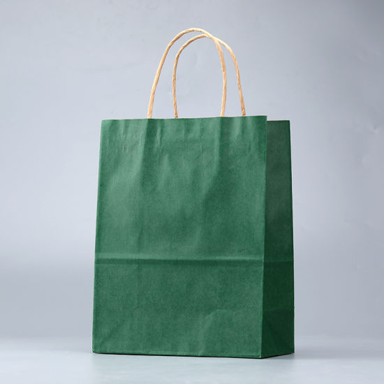 Retail Shopping Application Dark Green Brown Kraft Paper Bag
