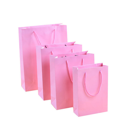 Personal nga Logo Printing Ladies Underwear Pink Color Paper Shopping Bag