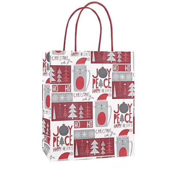 Christmas Gift Kraft Paper Bag Creative Bronzing Cute Cartoon Christmas Packaging Tote Bag