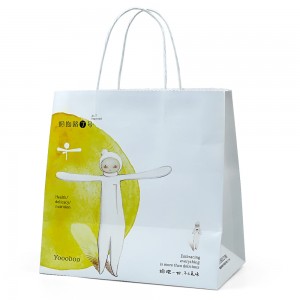 Custom Logo Printed White Kraft Paper Bag for Shopping