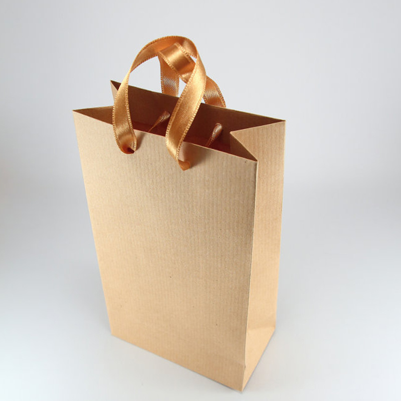 Customized Rectangular Bulk Plain Kraft Shopping Bags with Handles