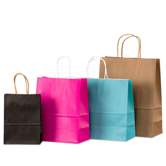 Custom Printing Single Color Brown Kraft Paper Bag Gift Packaging Bag
