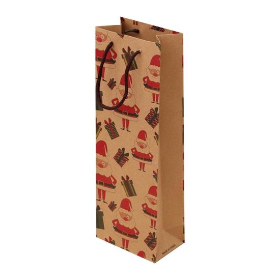 Regalo sa Botelya sa Botelya sa Pasko nga Kraft Paper Bag Packaging Dekorasyon alang sa Mga Regalo sa Bag-ong Tuig sa Balay
