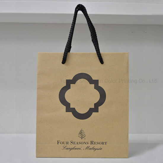 Eco-Friendly Nature Brown Paper Bag with Black Corded Handle