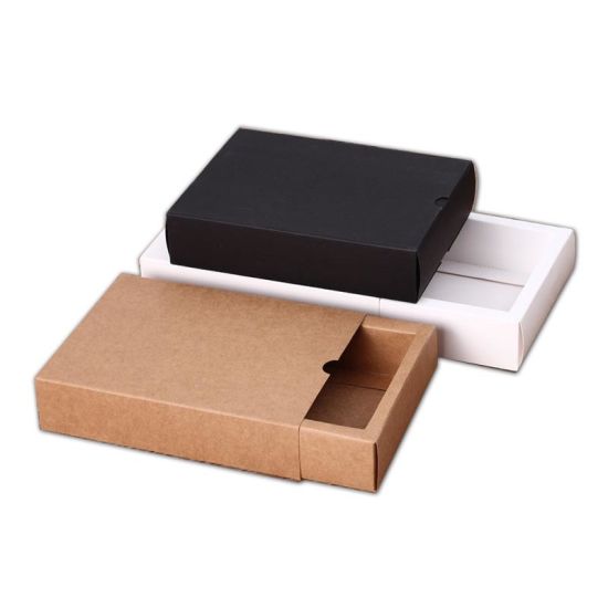 קופסת נייר קראפט שחור לבן קופסא מגירת תה לאריזת ביסקוויטים תחתוני מתנת תה