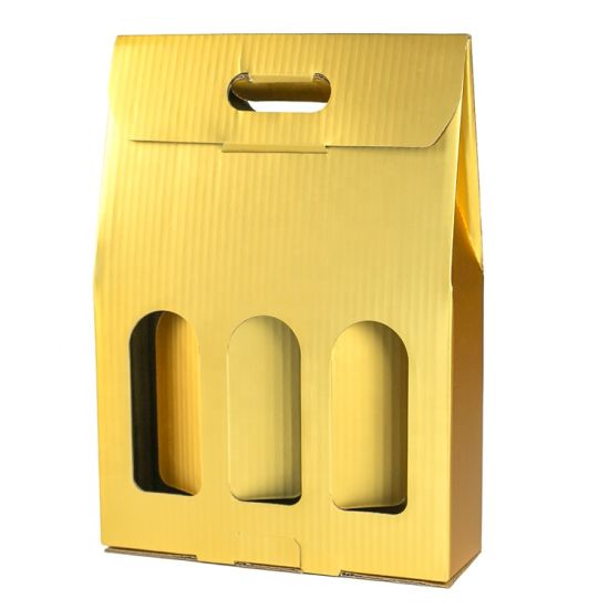 بالورنيش الذهبي الفاخر شعار مخصص زجاجة النبيذ صندوق ورق من الورق المقوى