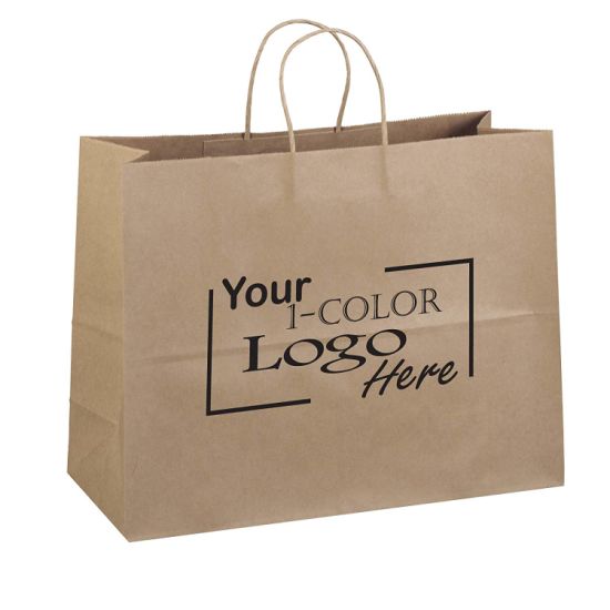 Gift Shopping Custom Logo Printed Brown Kraft Paper Bag with Handles