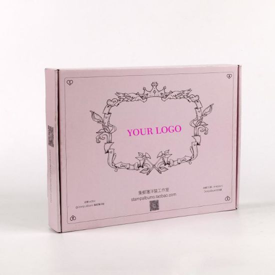 Customized Printing Logo Hot Stamping Silver Foil Luxury Pink Corrugated Cardboard Shipping Mailer Box para sa Panapot
