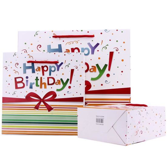 Happy Birthday Environment Friendly Kraft Paper Bag Gift Bag with Handles Recyclable Shop Store Gift Packaging
