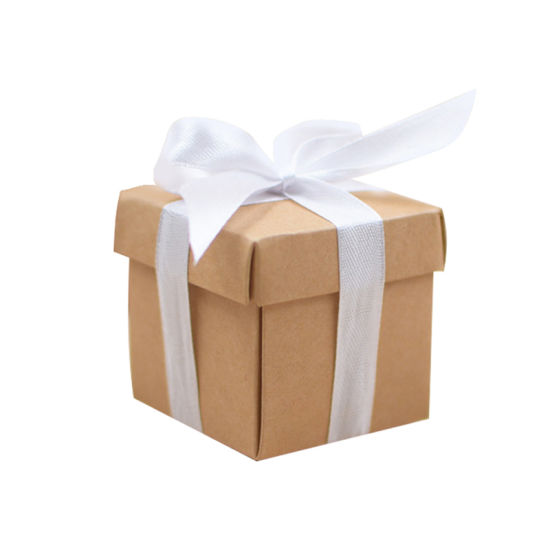 Kraft Paper Folding Rigid Cover Gift Candy Box nga adunay Bowknot