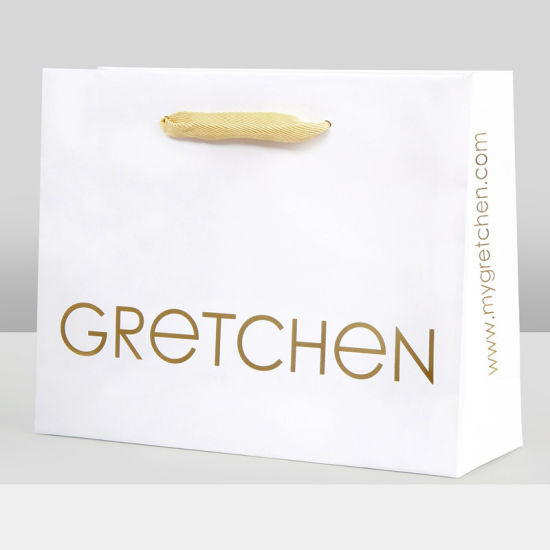 Recyclable Golden Hot Foil Stamping Logo Luxury Paper Gift Bags