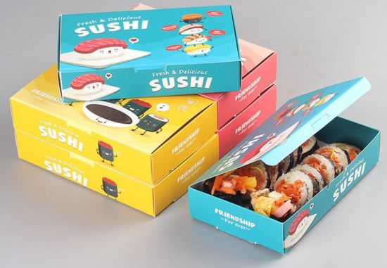 Einweg-Sushi-Boxen Papierverpackungsbox für Fast Shop Restaurant Fried Chicken