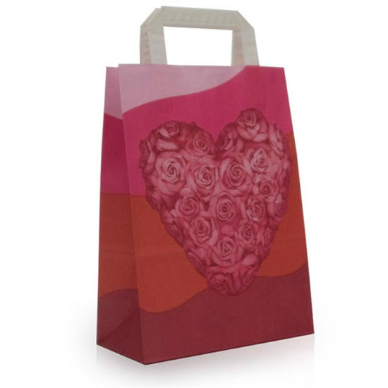 Wholesale Custom Colored Fancy Paper Gift Shopping Bag nga adunay Flat Paper Handles