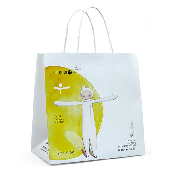 OEM Custom Luxury Gift Craft Shopping White Kraft Paper Bag with Handle Manufacturer