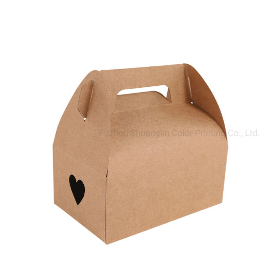Nature Kraft Lunch Box Printed Logo Gable Paper Boxes