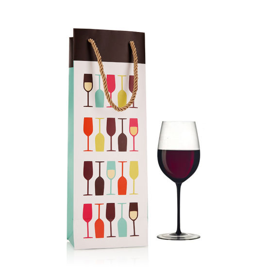 Color Printing Bottled Wine Paper Packaging Bags Customized